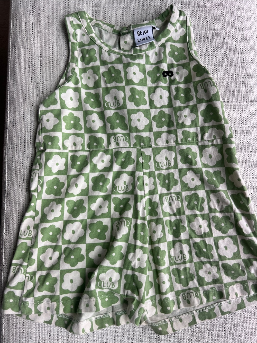 Green Floral Tank Romper for Kids